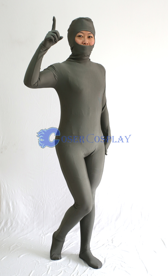 Open Face Grey Zentai Costume